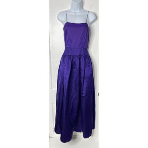 Vintage William Pearson Satin Evening Gown 4 80s Style Purple Colorblock Pleated